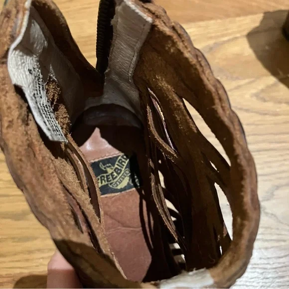 Freebird by Steven Bela Sandals, Cognac Lattice Weave Heeled Shoes (8) - Picture 8 of 10